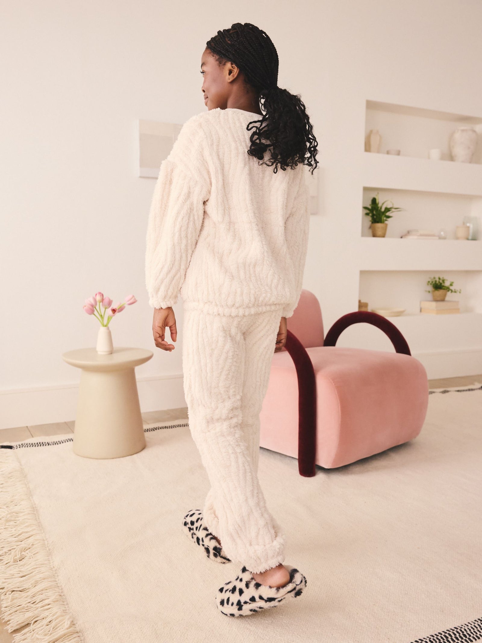 Cream Fleece Jacquard Pyjamas Set 2 Piece (2-16yrs)