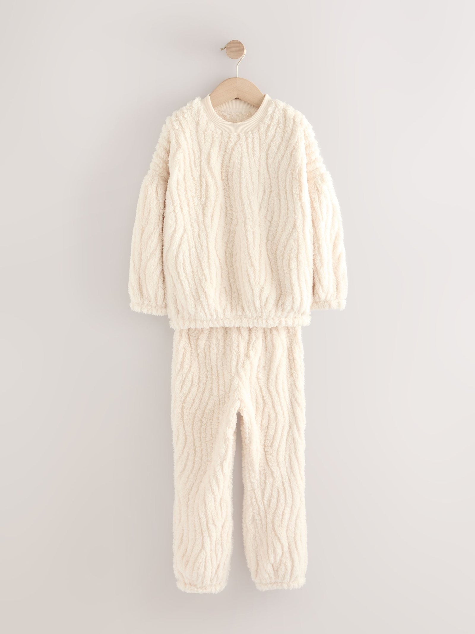Cream Fleece Jacquard Pyjamas Set 2 Piece (2-16yrs)