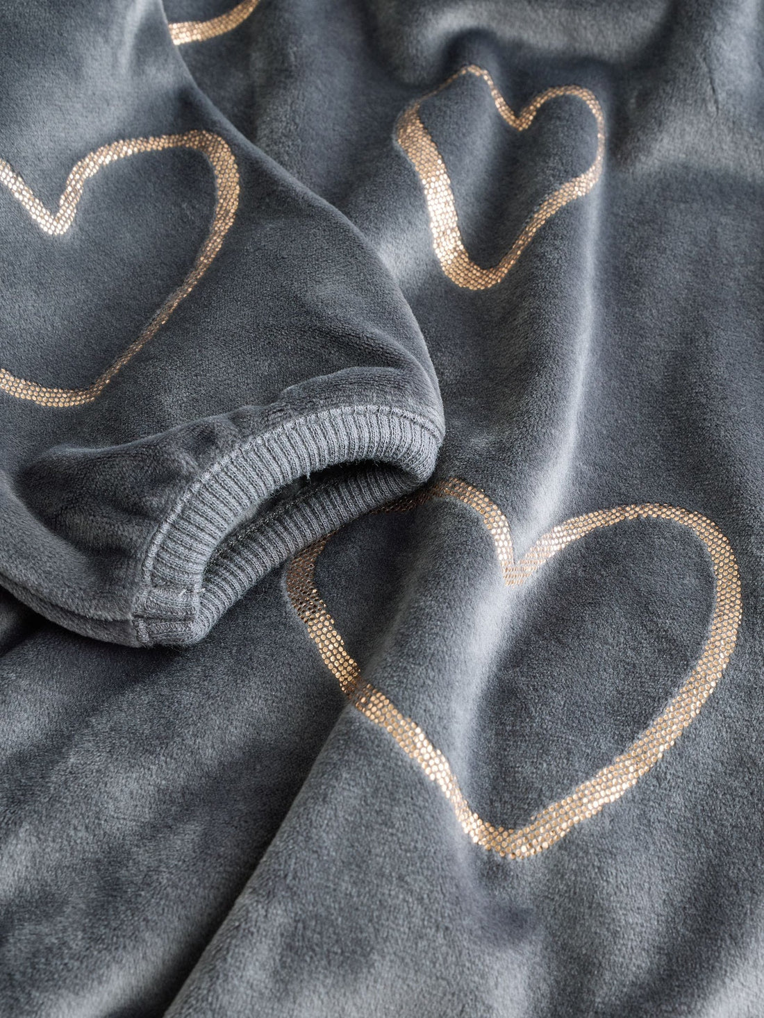 Charcoal Grey Metallic Heart Cosy Fleece Pyjamas (9mths-16yrs)