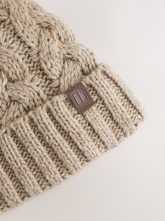Cream Cable Knit Pom Hat immediate