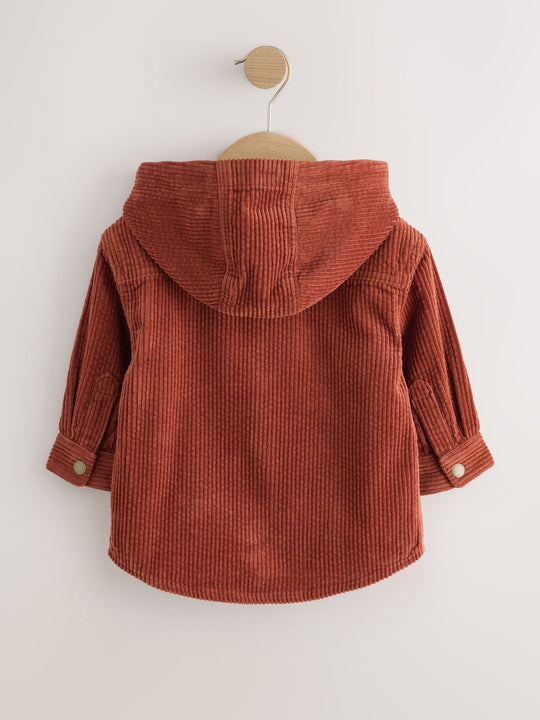 Rust Red Hooded Corduroy Overshirt & T-Shirt Set 2 Piece (3mths-7yrs)