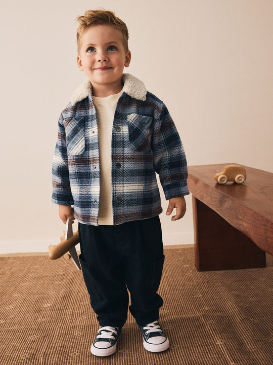 Blue Borg Lined Check Shacket (3mths-7yrs)