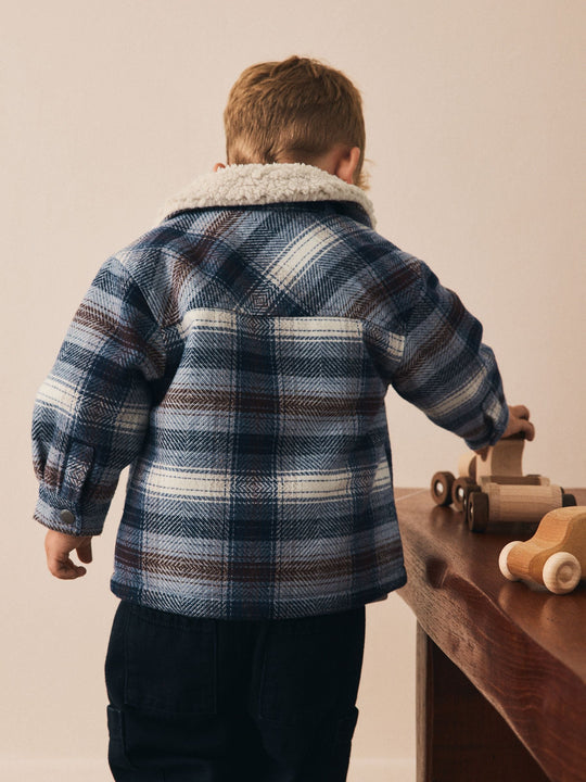 Blue Borg Lined Check Shacket (3mths-7yrs)