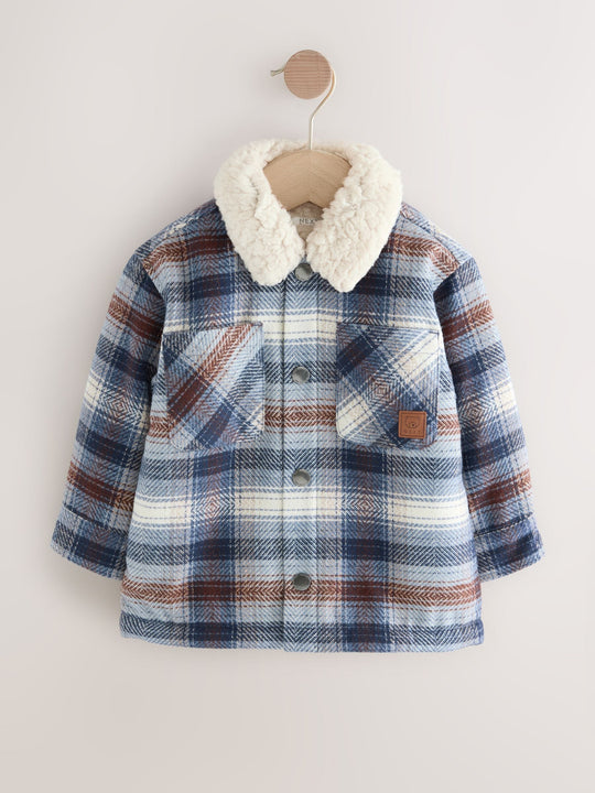 Blue Borg Lined Check Shacket (3mths-7yrs)