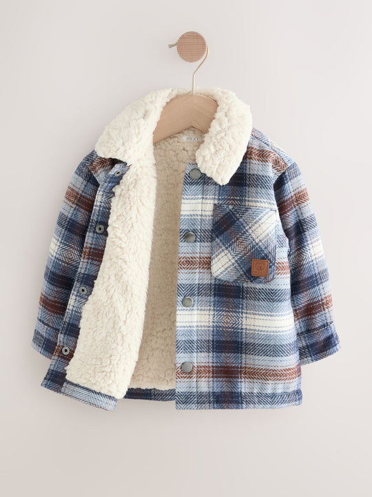 Blue Borg Lined Check Shacket (3mths-7yrs)
