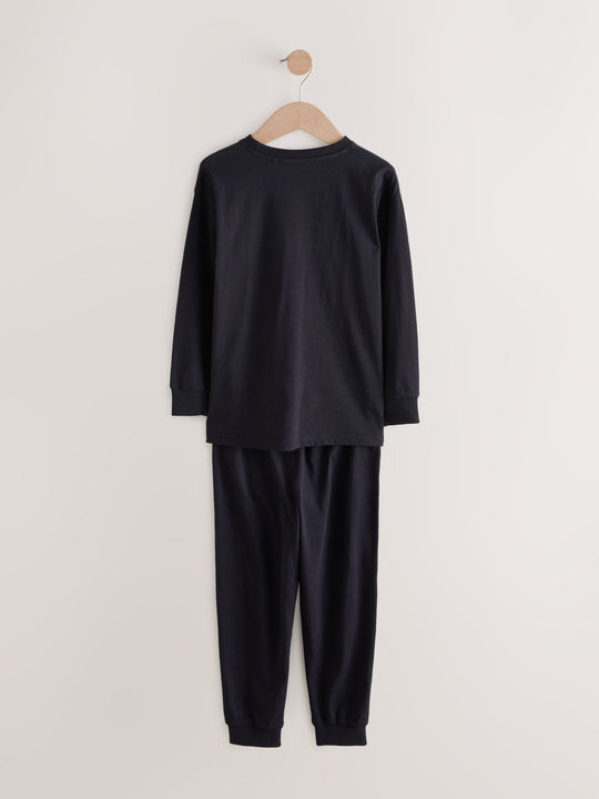 Black/Gold Football Long Sleeve Pyjamas 2 Pack (3-16yrs)