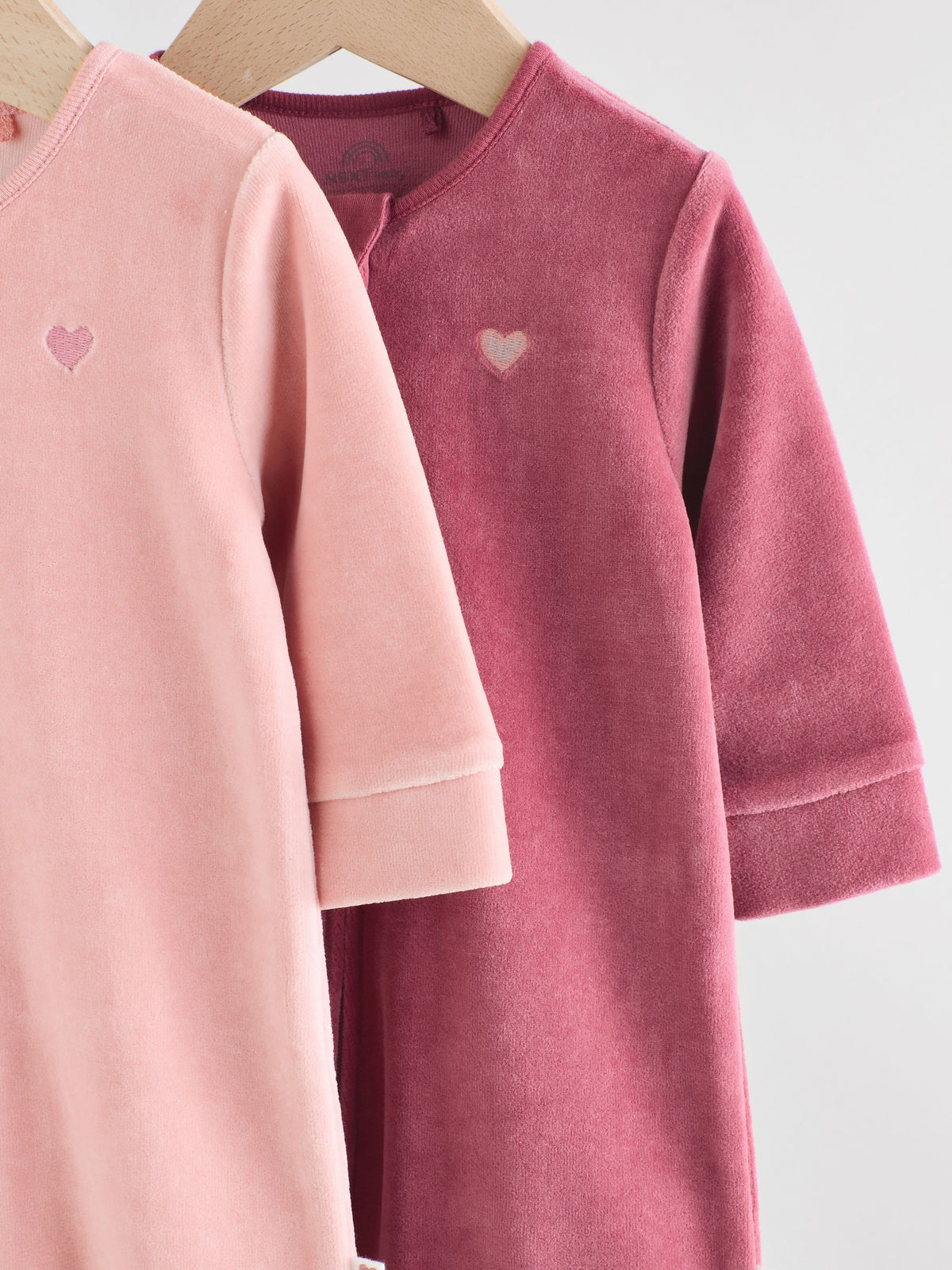 Pink Velour Baby Sleepsuits 2 Pack