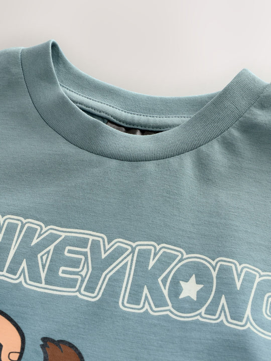 Blue Donkey Kong Print Mario Gaming T-Shirt (3-16yrs)