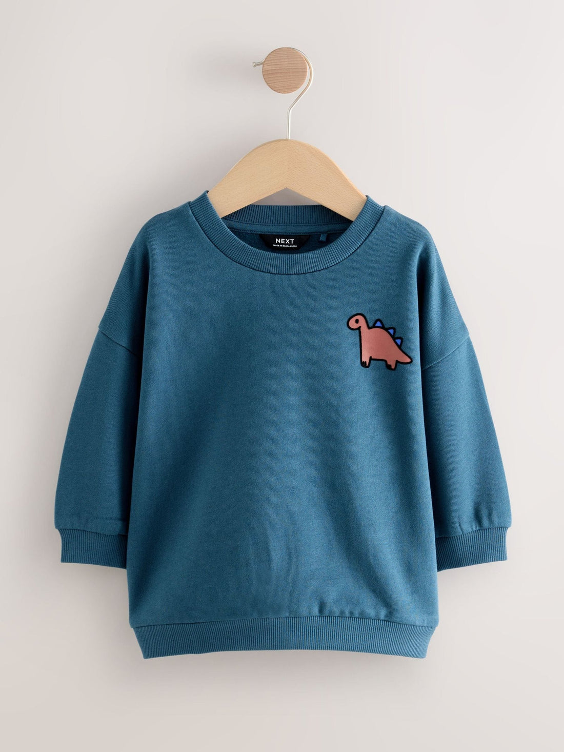 Blue Dinosaur Back Printed Crew Neck Jersey Sweatshirt (3mths-7yrs)