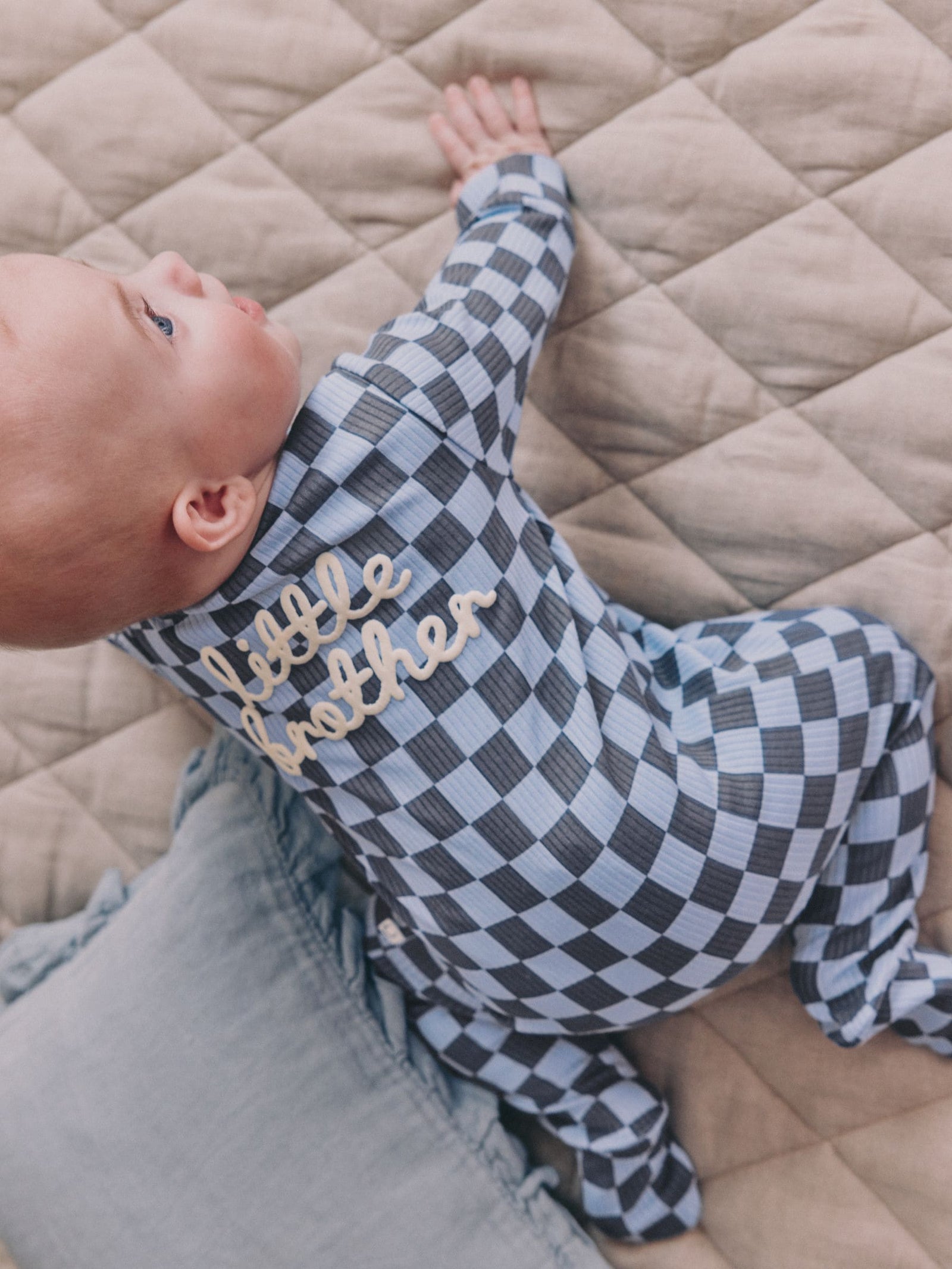 Blue Little Brother Baby Family Sleepsuit