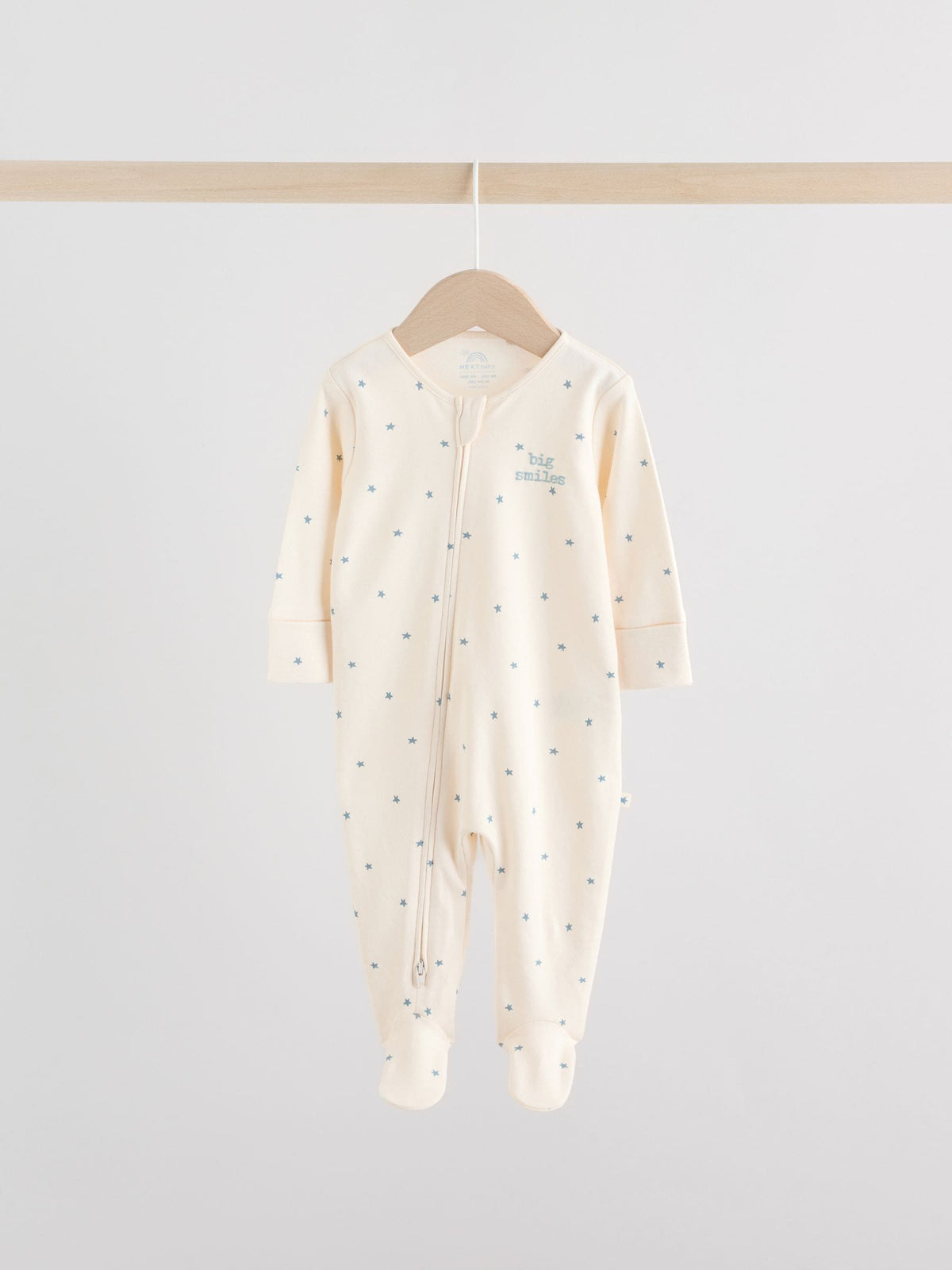Blue Two Way Zip Baby Sleepsuits 3 Pack (0-2yrs)