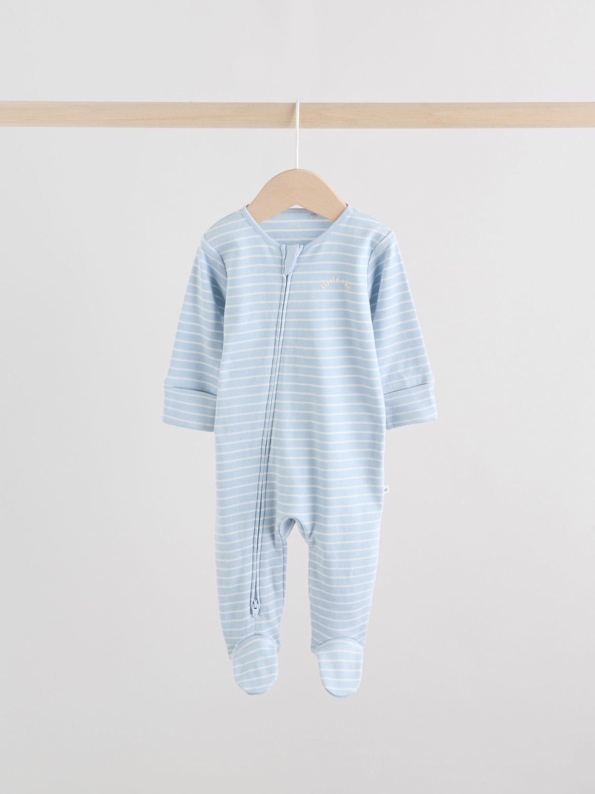 Blue Two Way Zip Baby Sleepsuits 3 Pack (0-2yrs)
