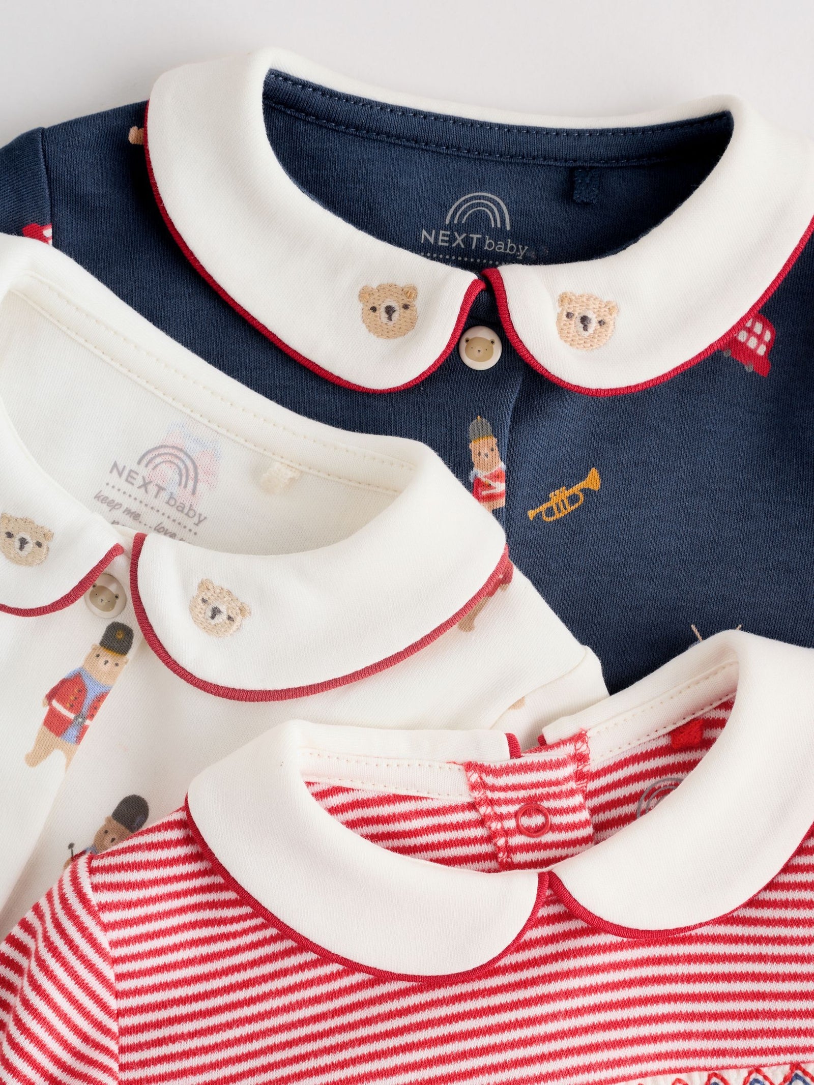 Red Bear Baby Sleepsuits 3 Pack (0-2yrs)
