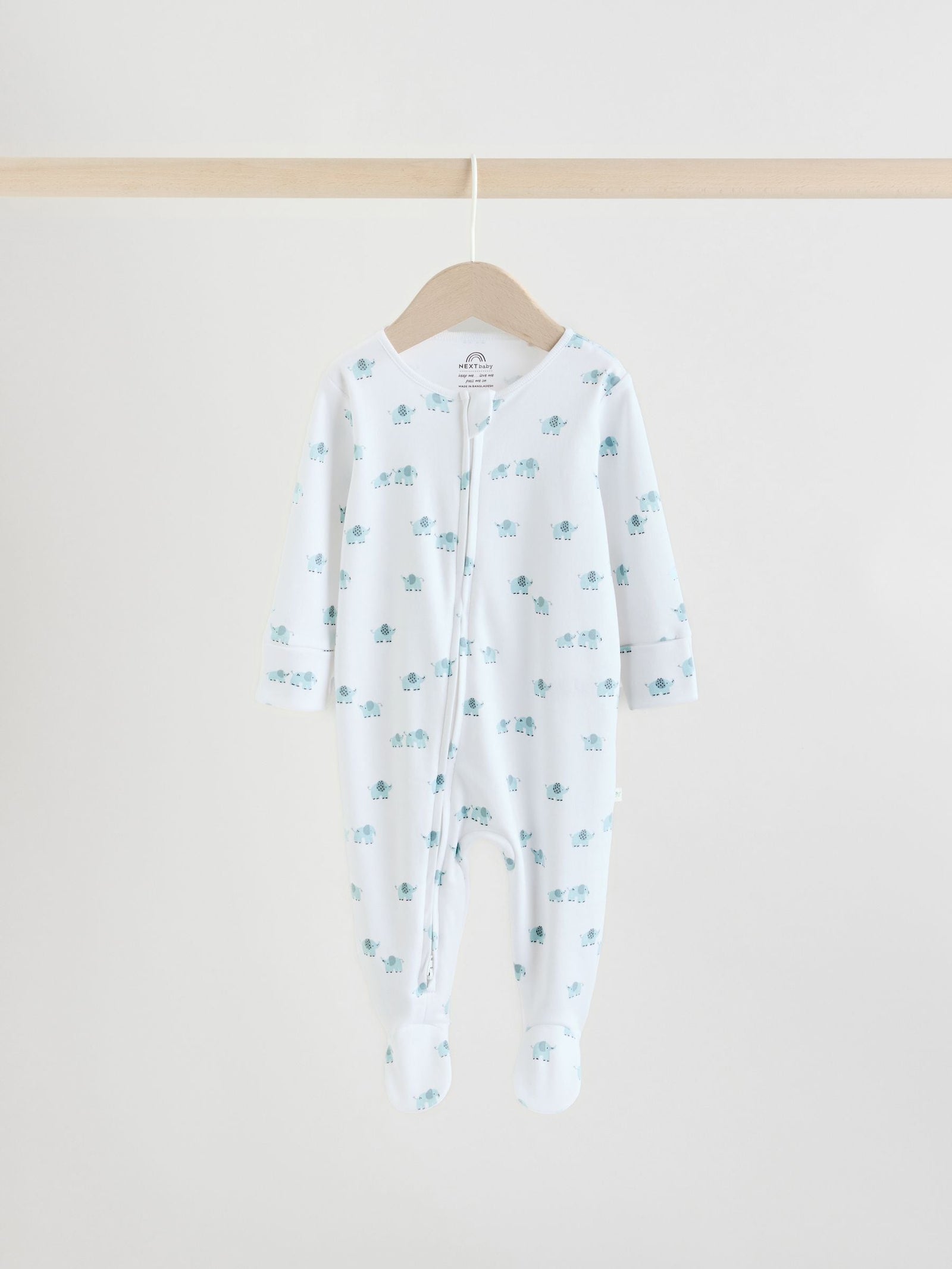 Blue Baby Linear Elephant Sleepsuits 3 Pack (0-2yrs)