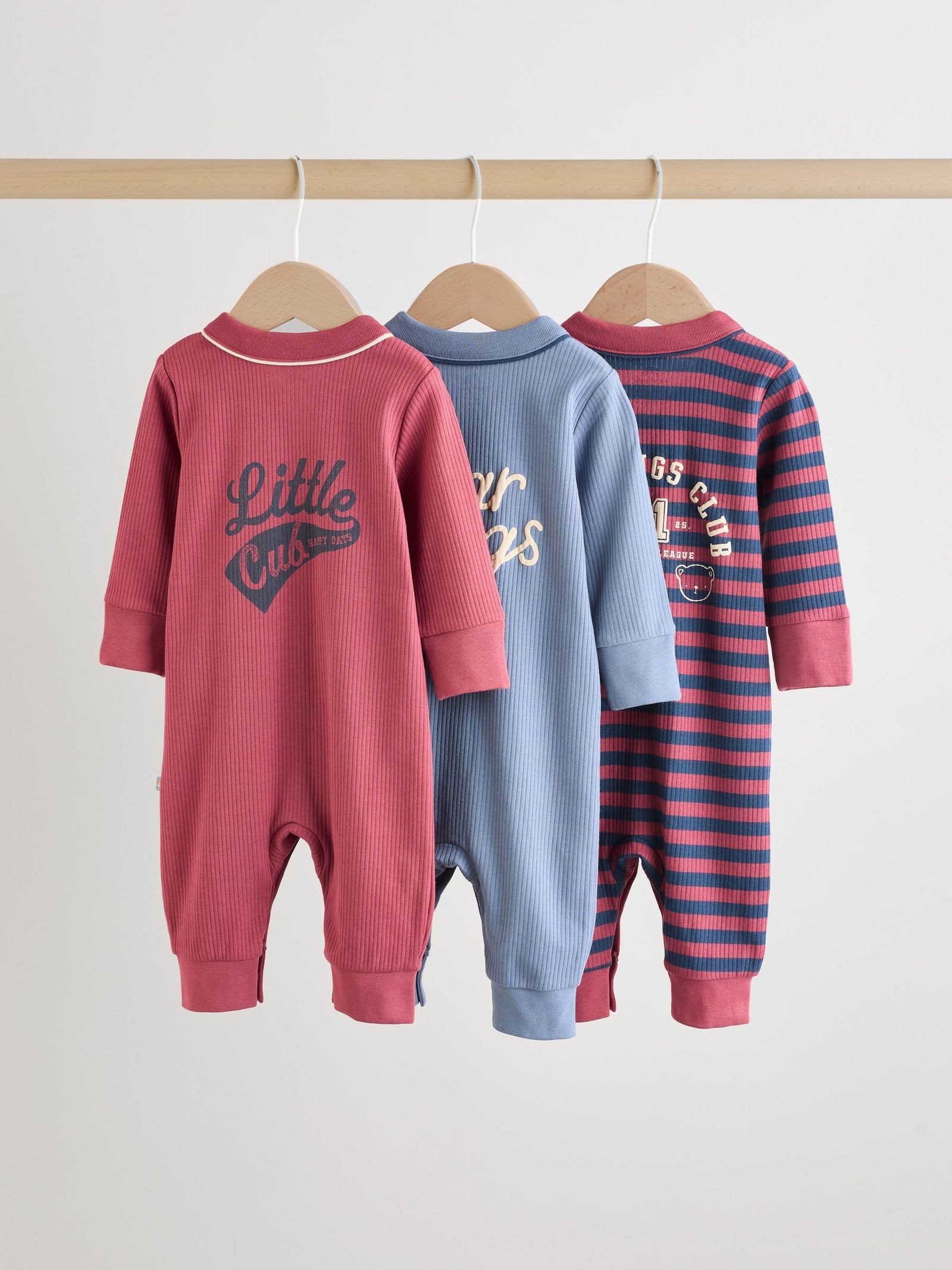 Burgundy Red Baby Sleepsuits 3 Pack