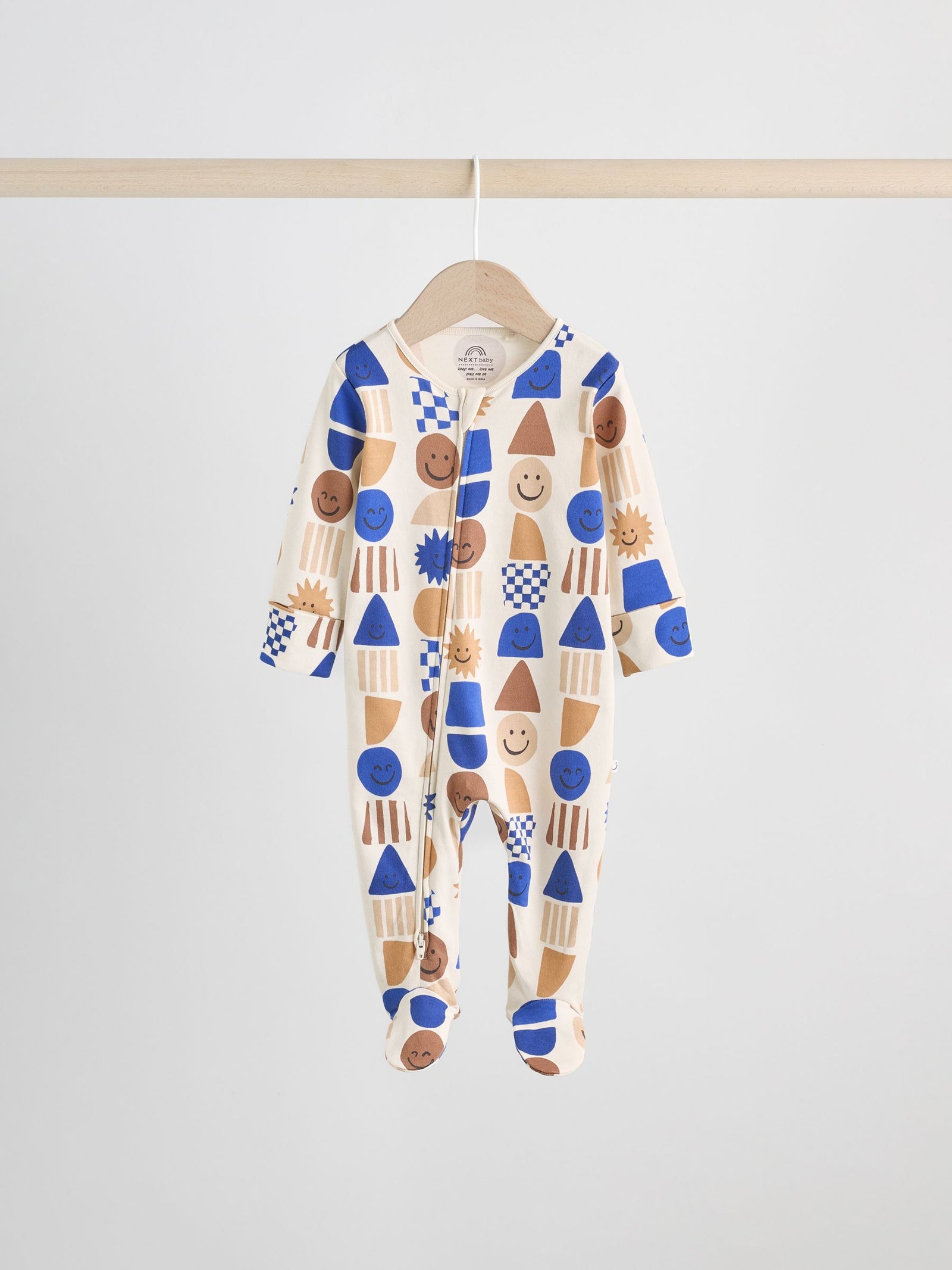 Cobalt Blue Baby Two Way Zip Sleepsuits 3 Pack