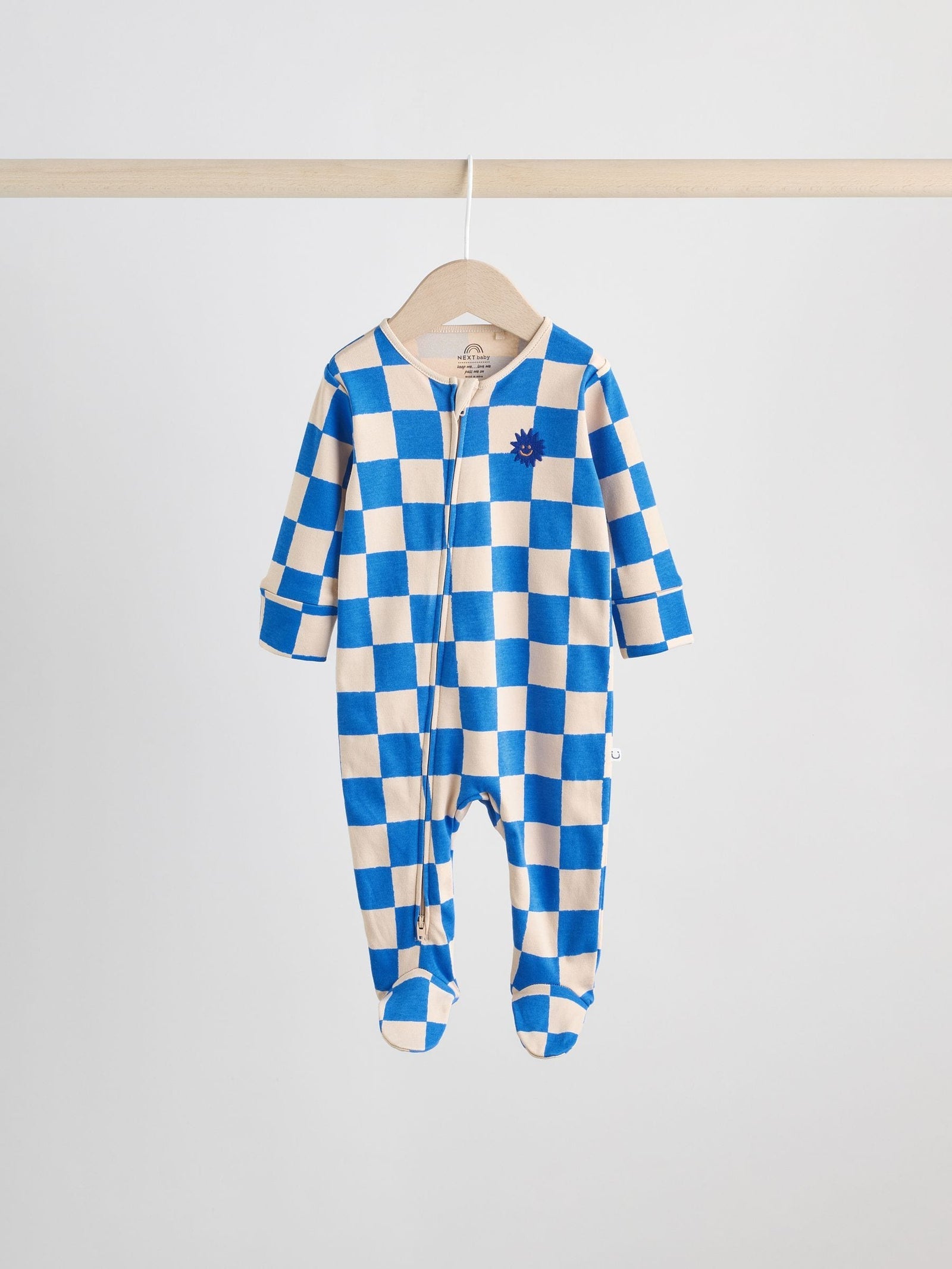 Cobalt Blue Baby Two Way Zip Sleepsuits 3 Pack