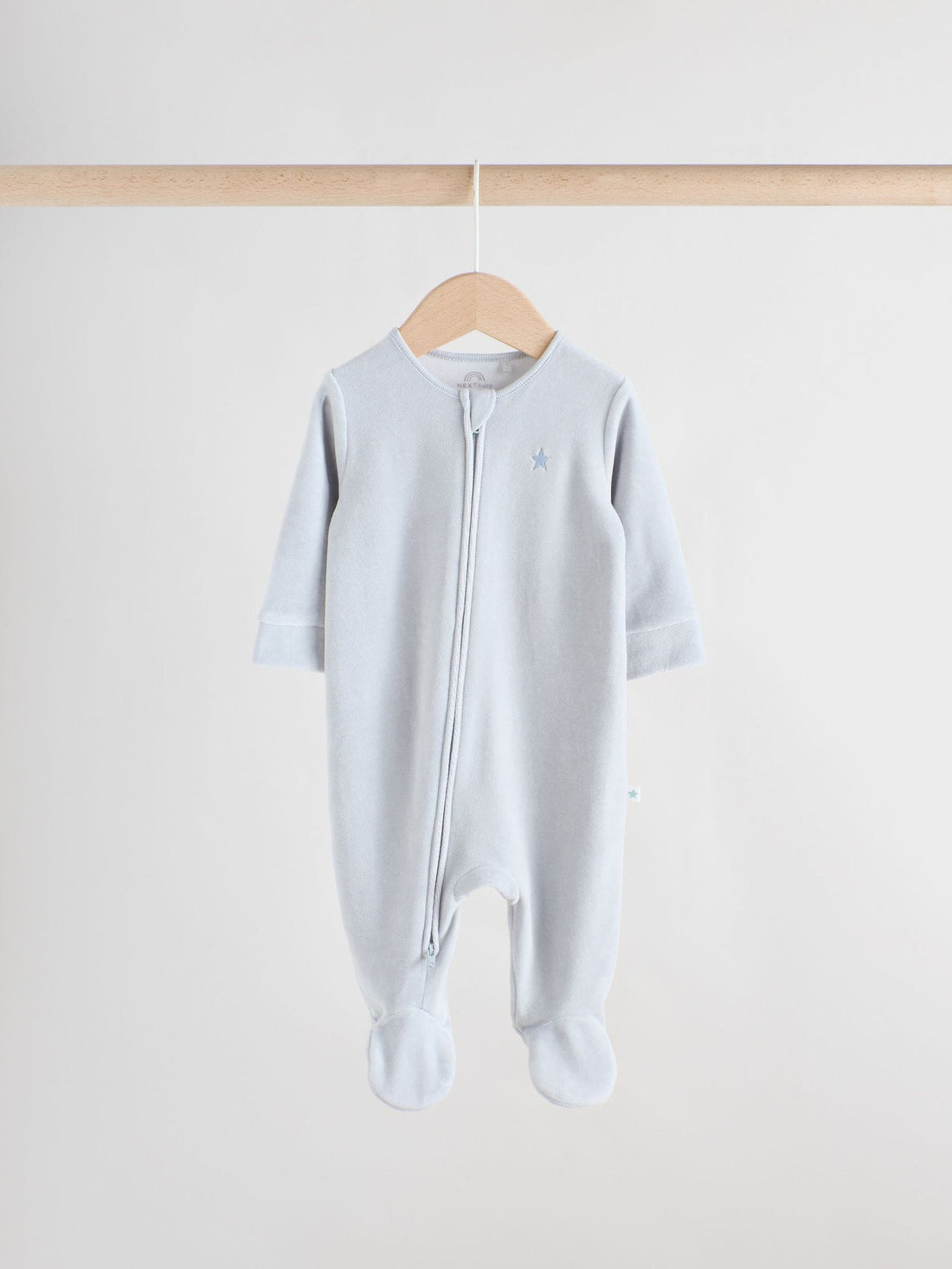 Blue Baby Velour Two Way Zip Sleepsuits 2 Pack (0mths-2yrs)