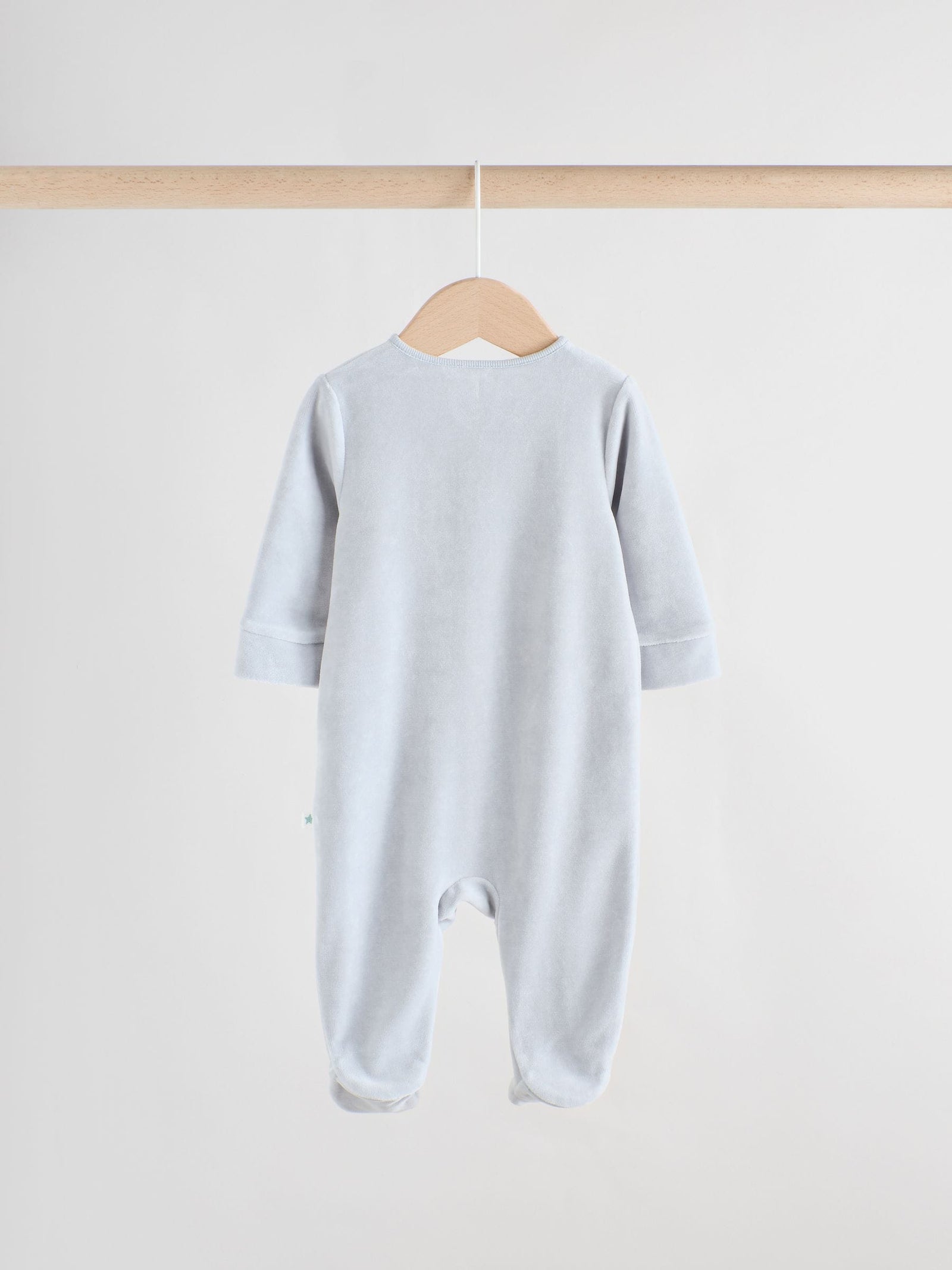Blue Baby Velour Two Way Zip Sleepsuits 2 Pack