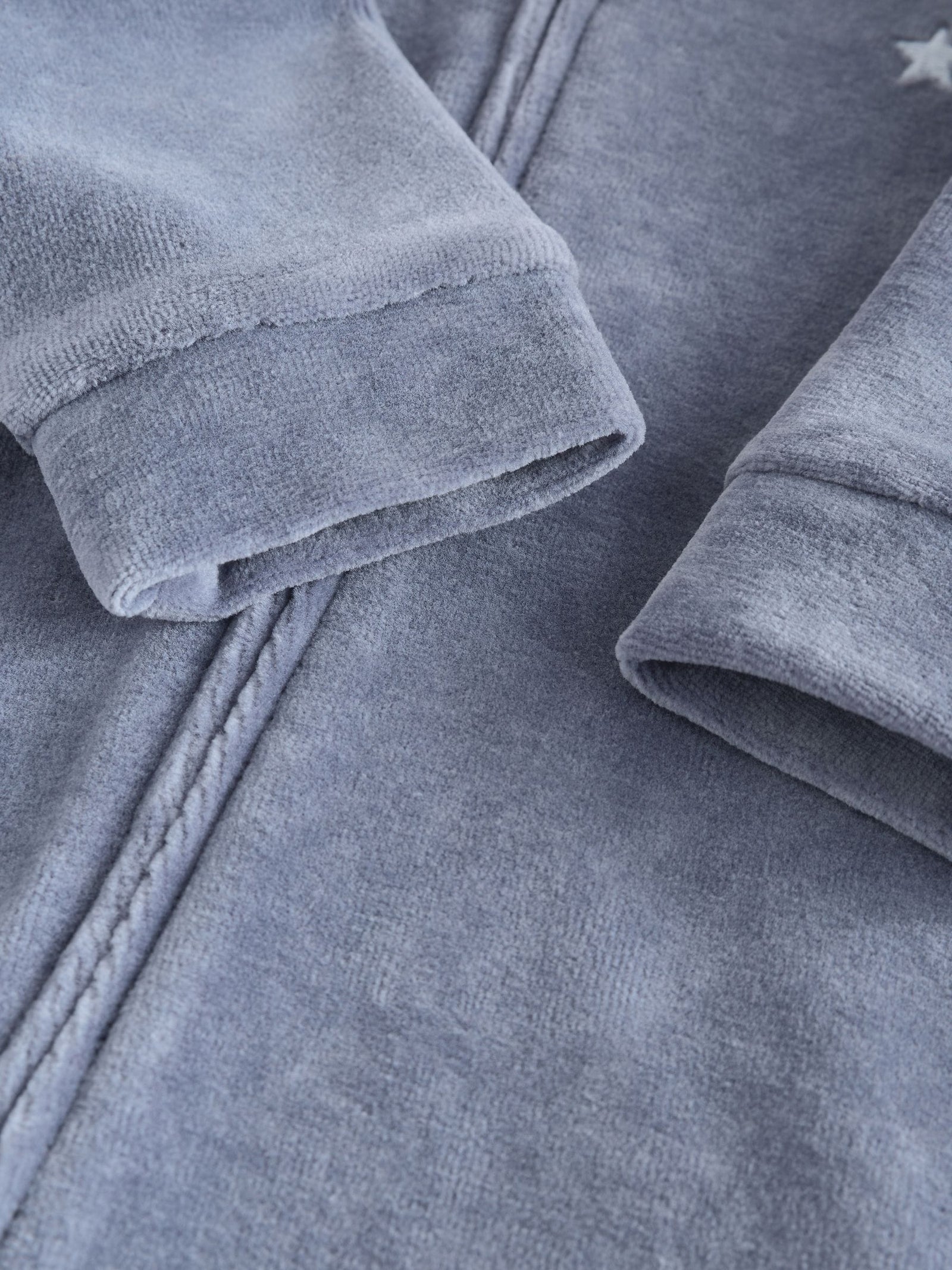 Blue Baby Velour Two Way Zip Sleepsuits 2 Pack