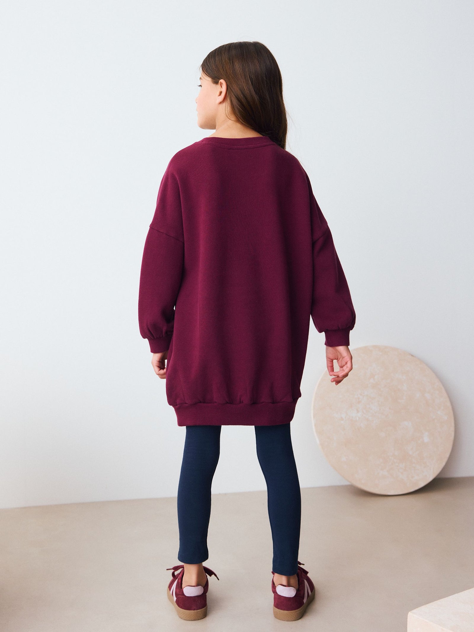 Burgundy Red Sequin Star Jumper Dress (3-16yrs)