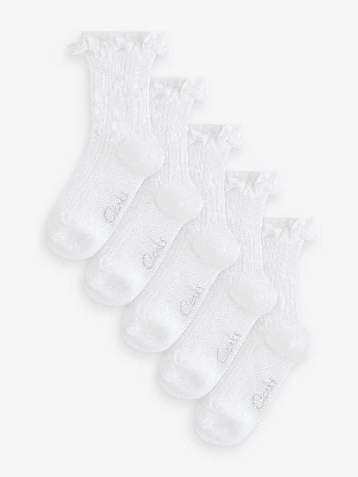 Clarks White Frill School Socks 5 Pack