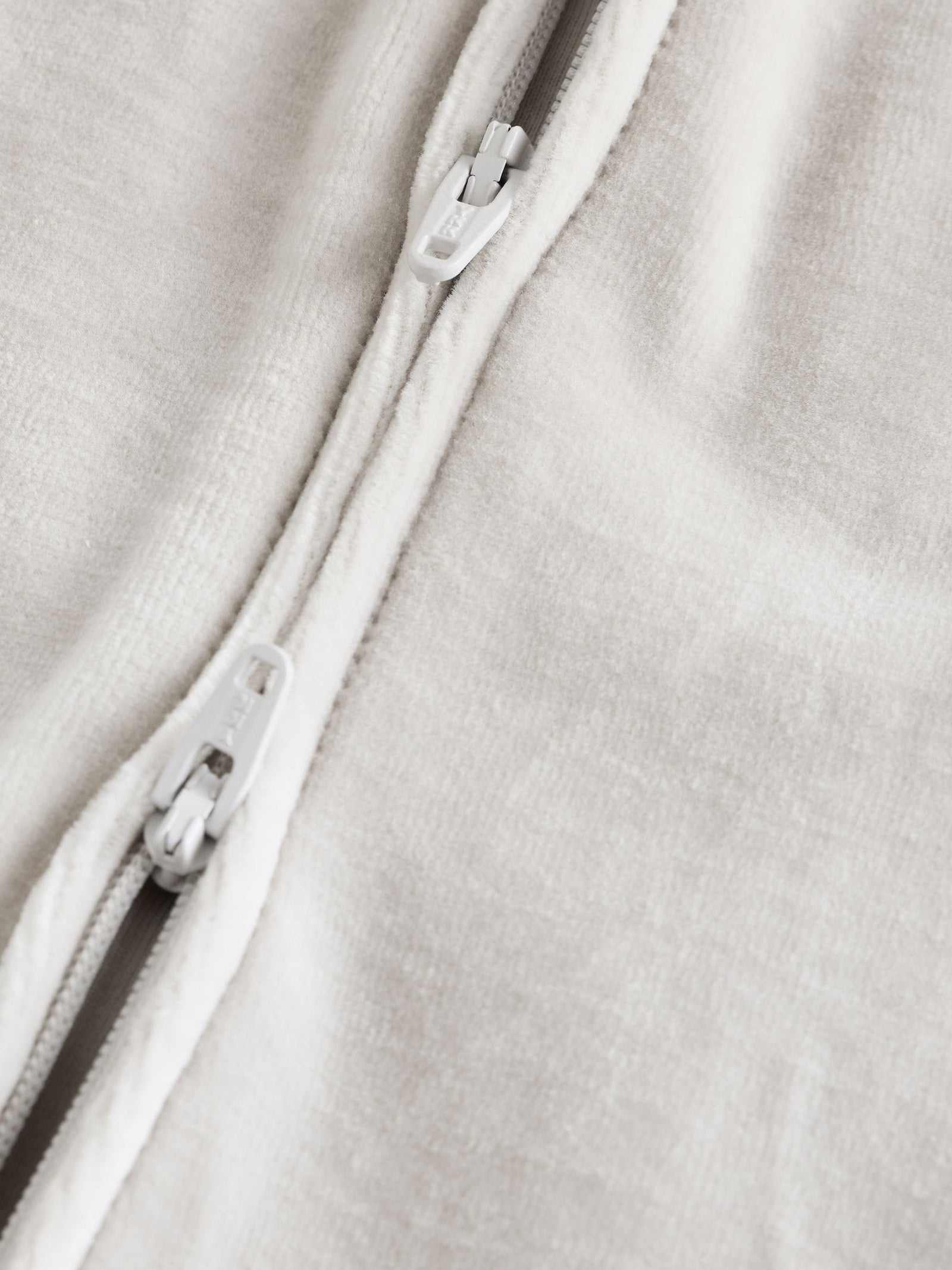 Grey Velour Two Way Zip Baby Sleepsuits 2 Pack (0-2yrs)