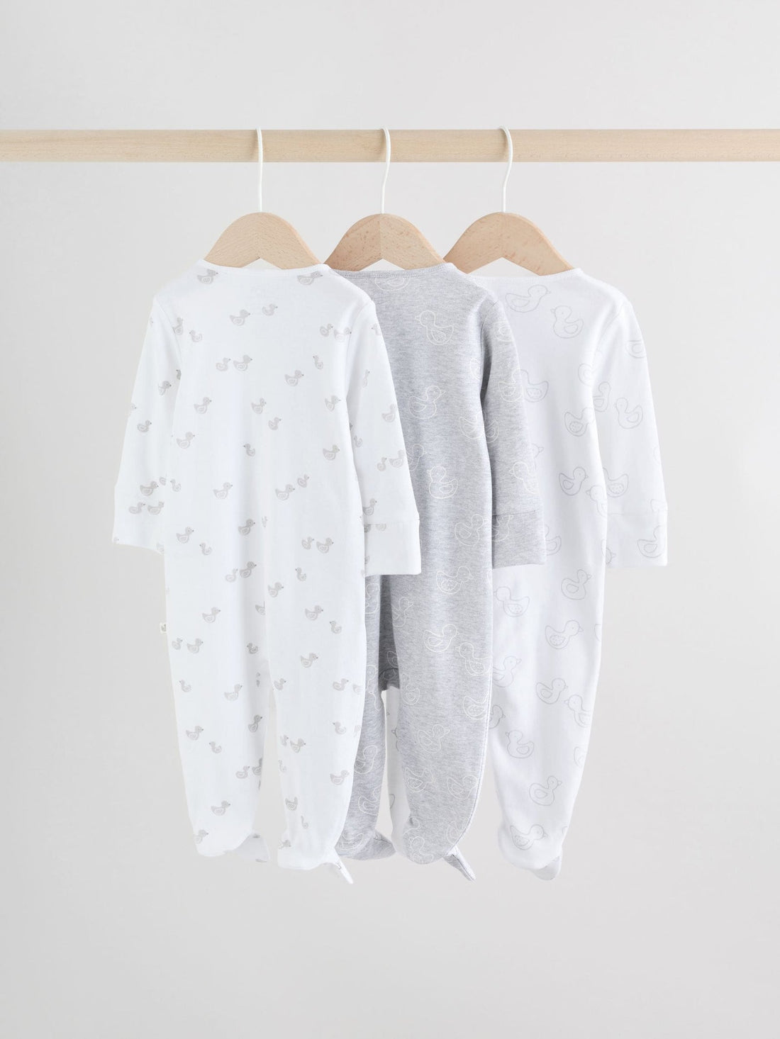 Grey Baby Two Way Zip Sleepsuits 3 Pack (0-2yrs)