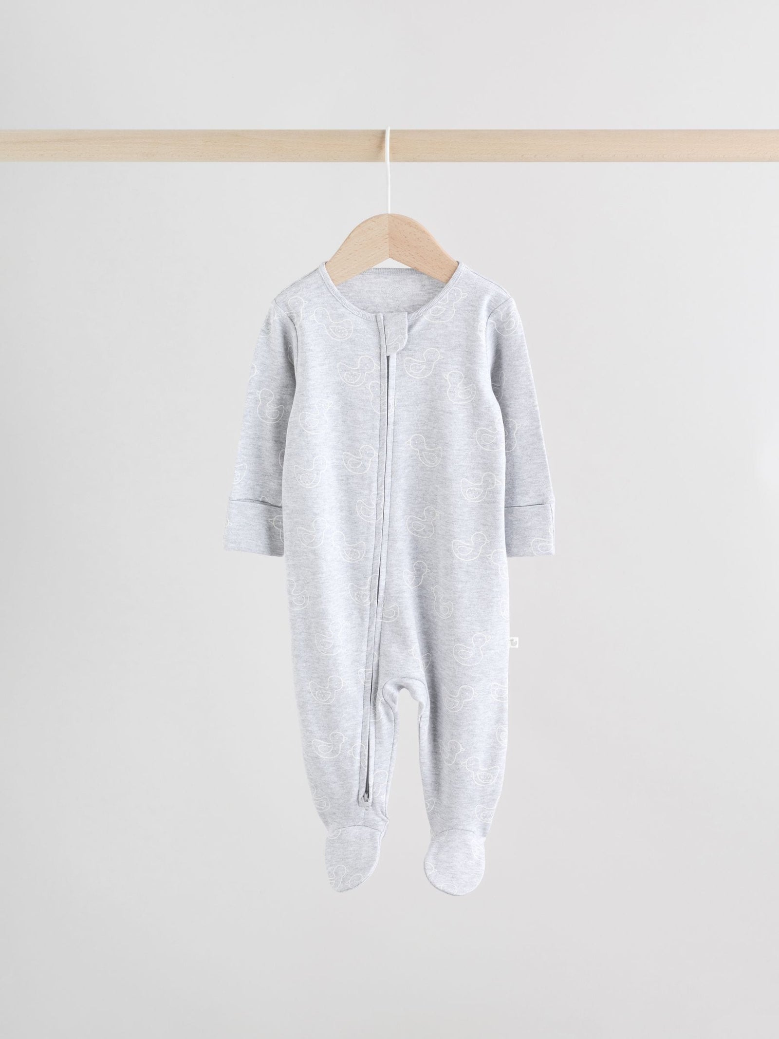 Grey Baby Two Way Zip Sleepsuits 3 Pack (0-2yrs)
