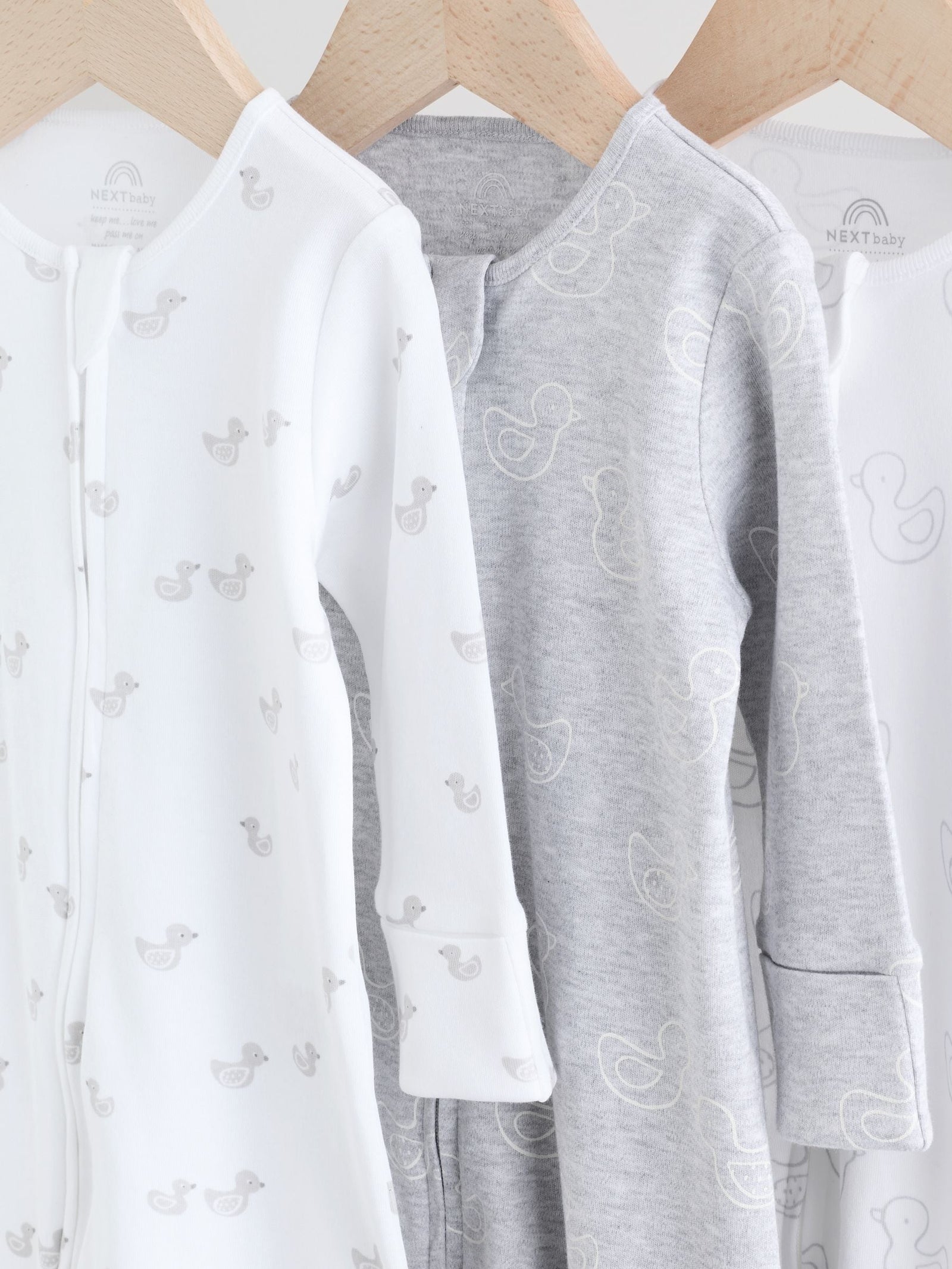Grey Baby Two Way Zip Sleepsuits 3 Pack (0-2yrs)