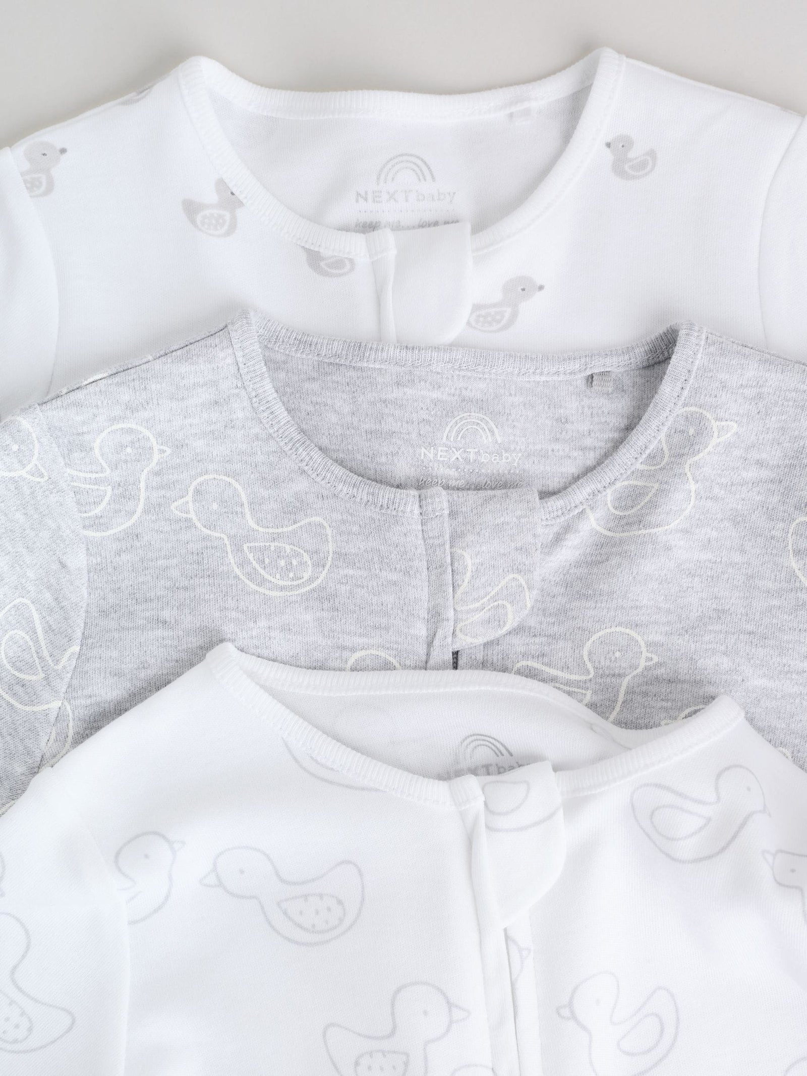 Grey Baby Two Way Zip Sleepsuits 3 Pack (0-2yrs)