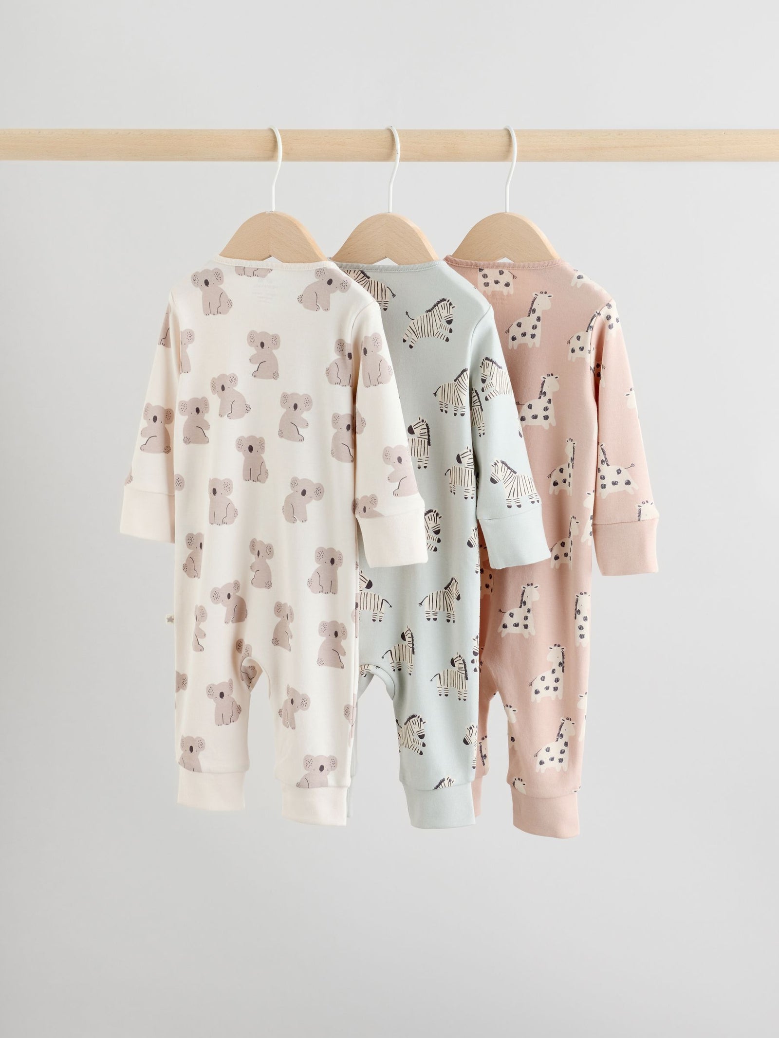Mint Green Two Way Zip Baby Footless Sleepsuits 3 Pack (0mths-3yrs)