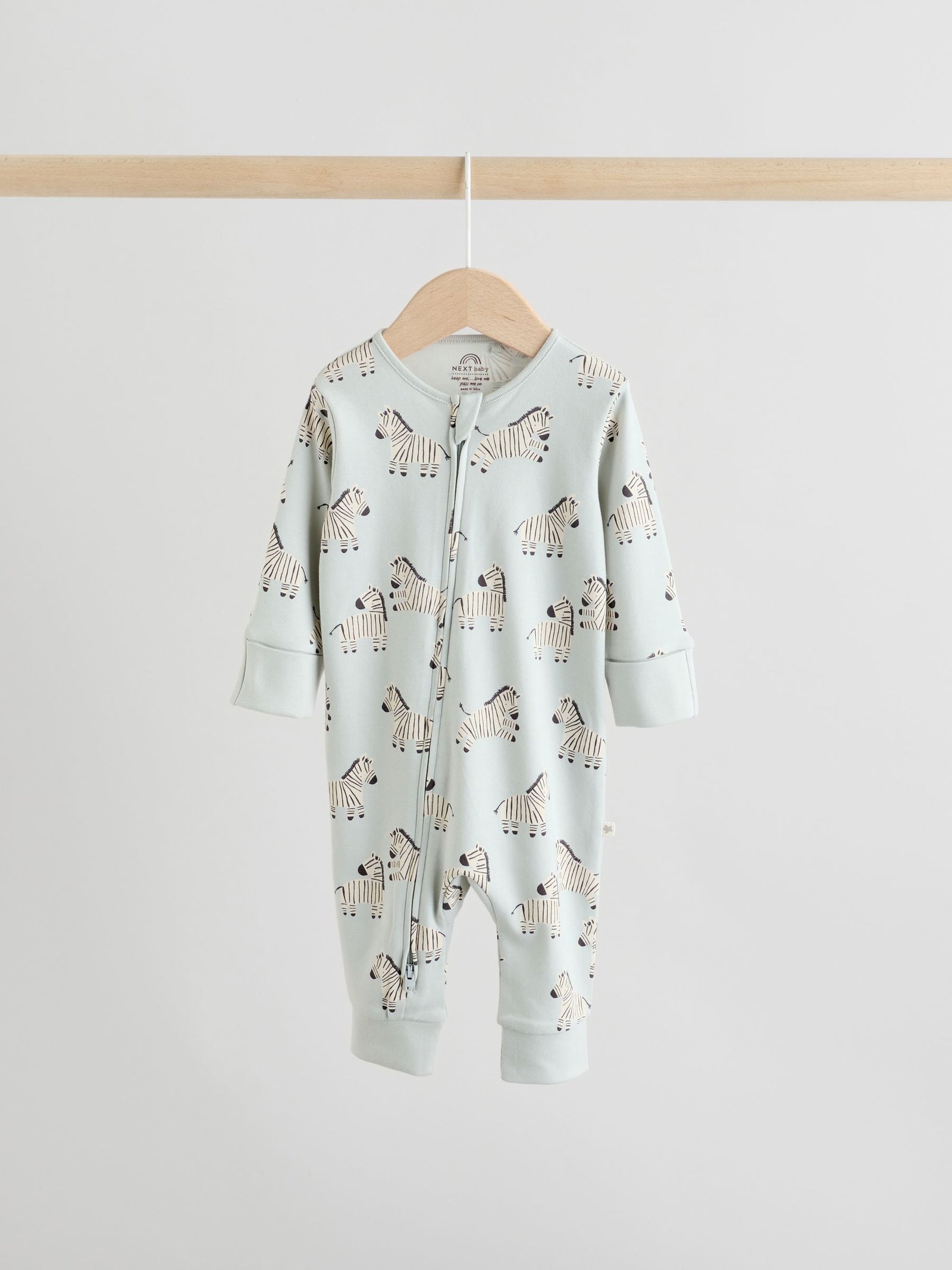 Mint Green Two Way Zip Baby Footless Sleepsuits 3 Pack (0mths-3yrs)