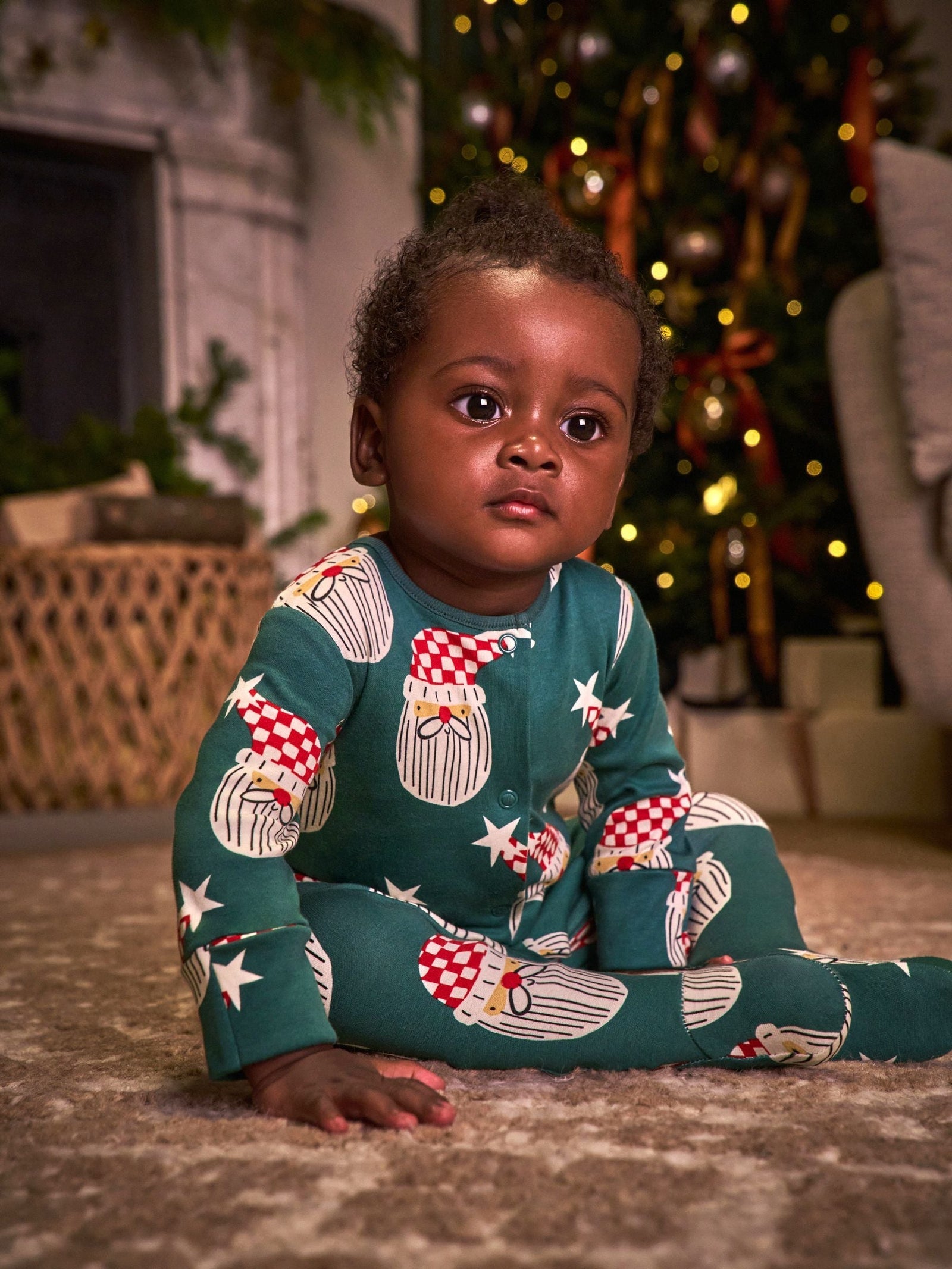 Green Santa Matching Family Christmas Sleepsuit (0mths-3yrs)