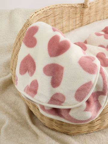 Pink Hearts Fleece Baby Blanket