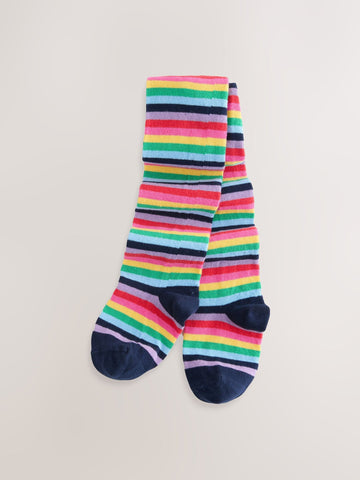Navy Blue Cotton Rich Stripe Tights