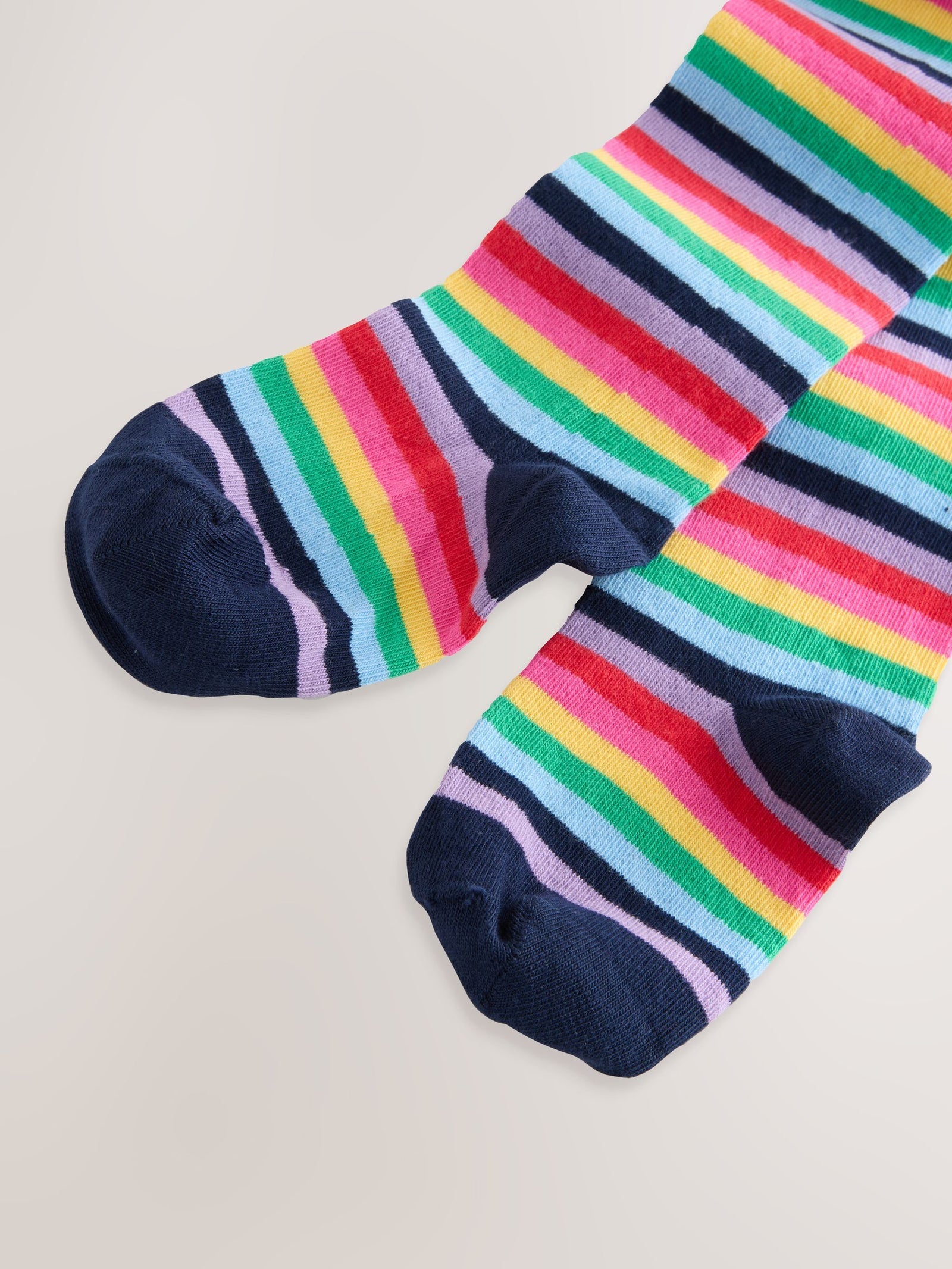 Navy Blue Cotton Rich Stripe Tights