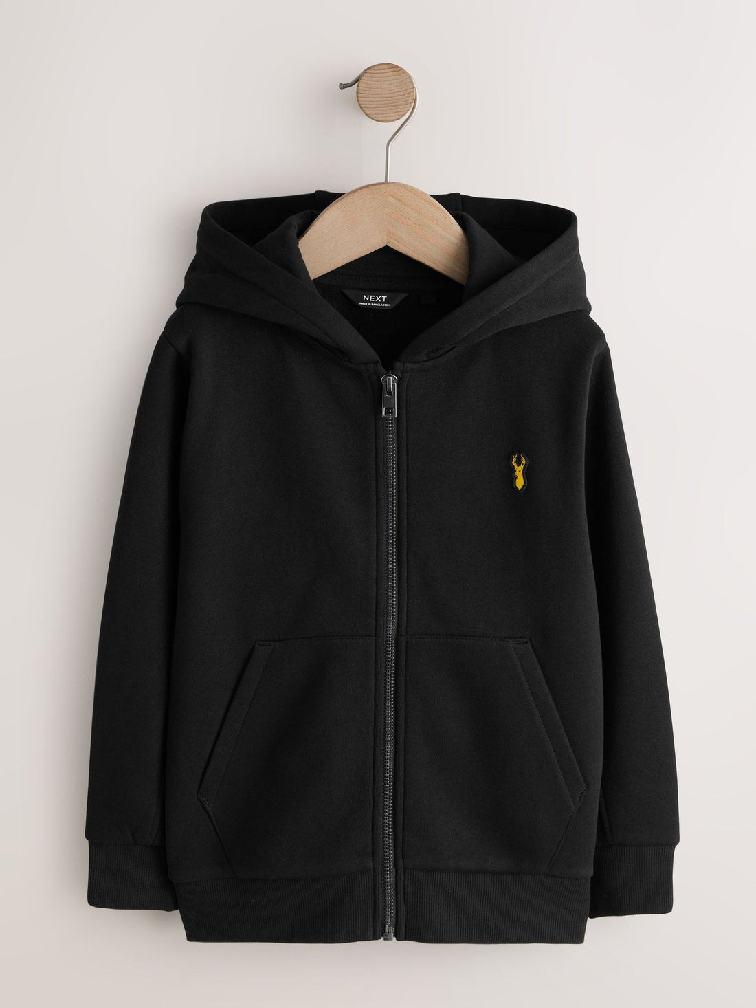 Black Logo Zip Through Hoodie (3-16yrs)