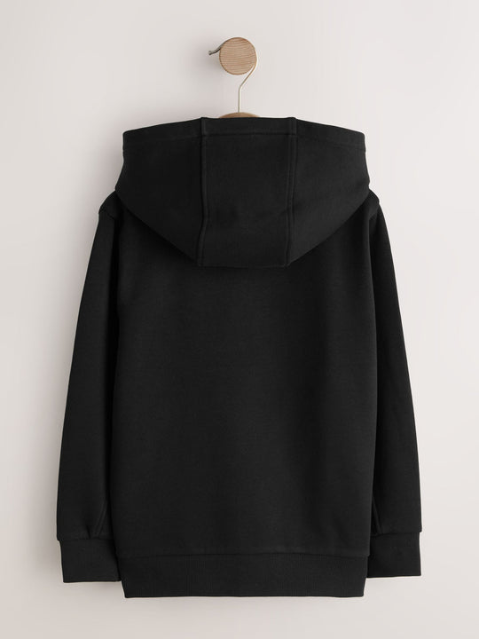 Black Logo Zip Through Hoodie (3-16yrs)