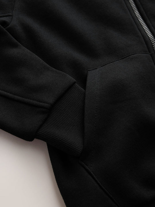 Black Logo Zip Through Hoodie (3-16yrs)