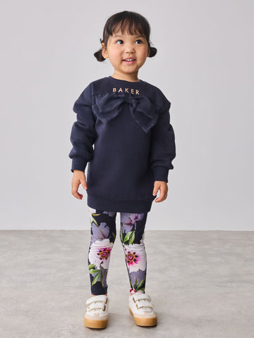 Baker by Ted Baker 2 Piece Longline Bow Sweat and Floral Leggings Set