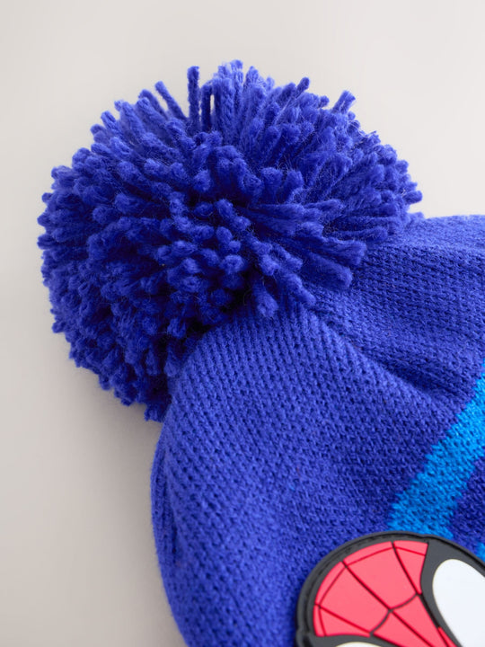 Red/Navy Blue Spidey Pom Beanie (3-10yrs)