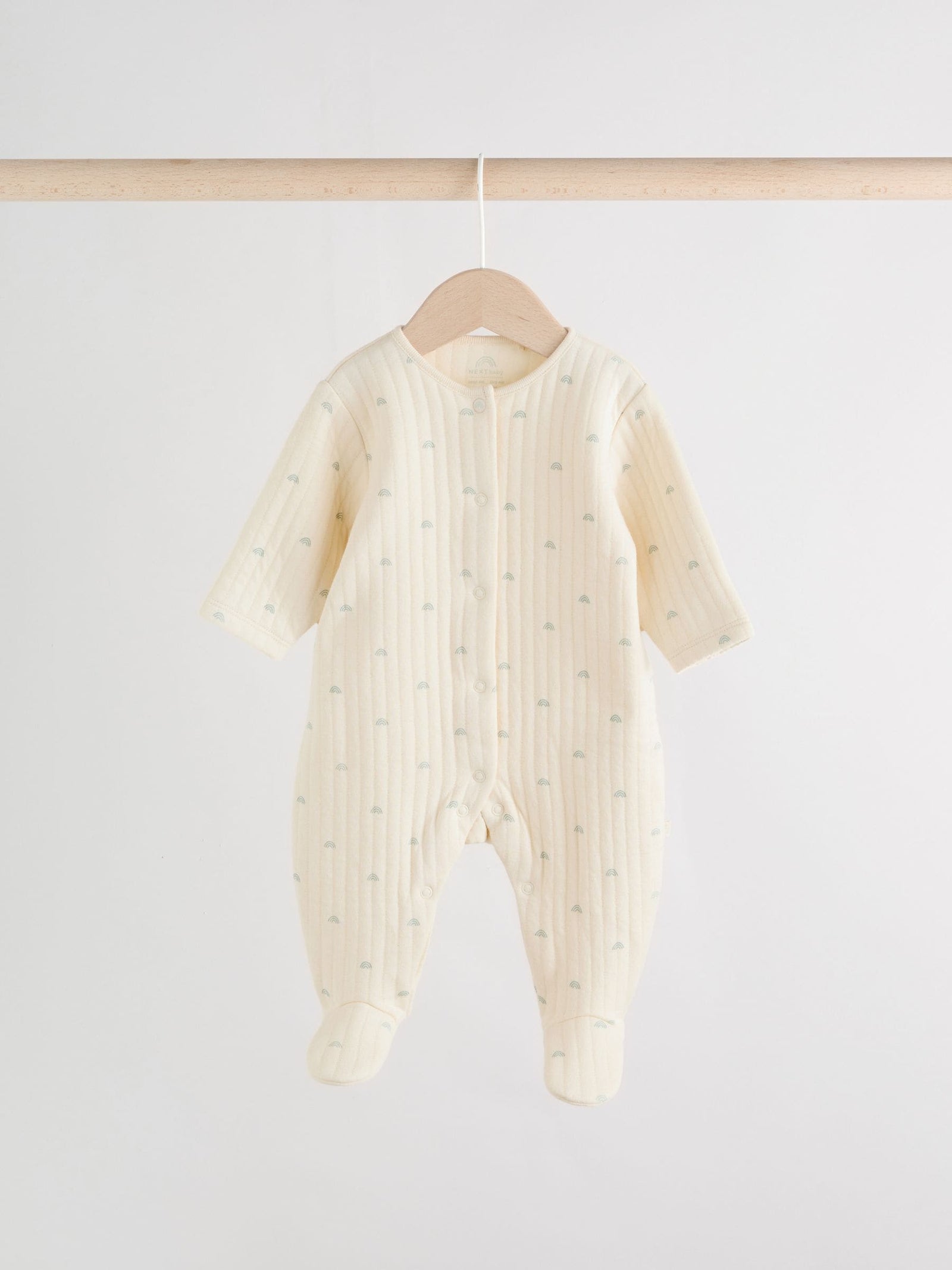 Sage Green Baby Quilted Sleepsuits 2 Pack