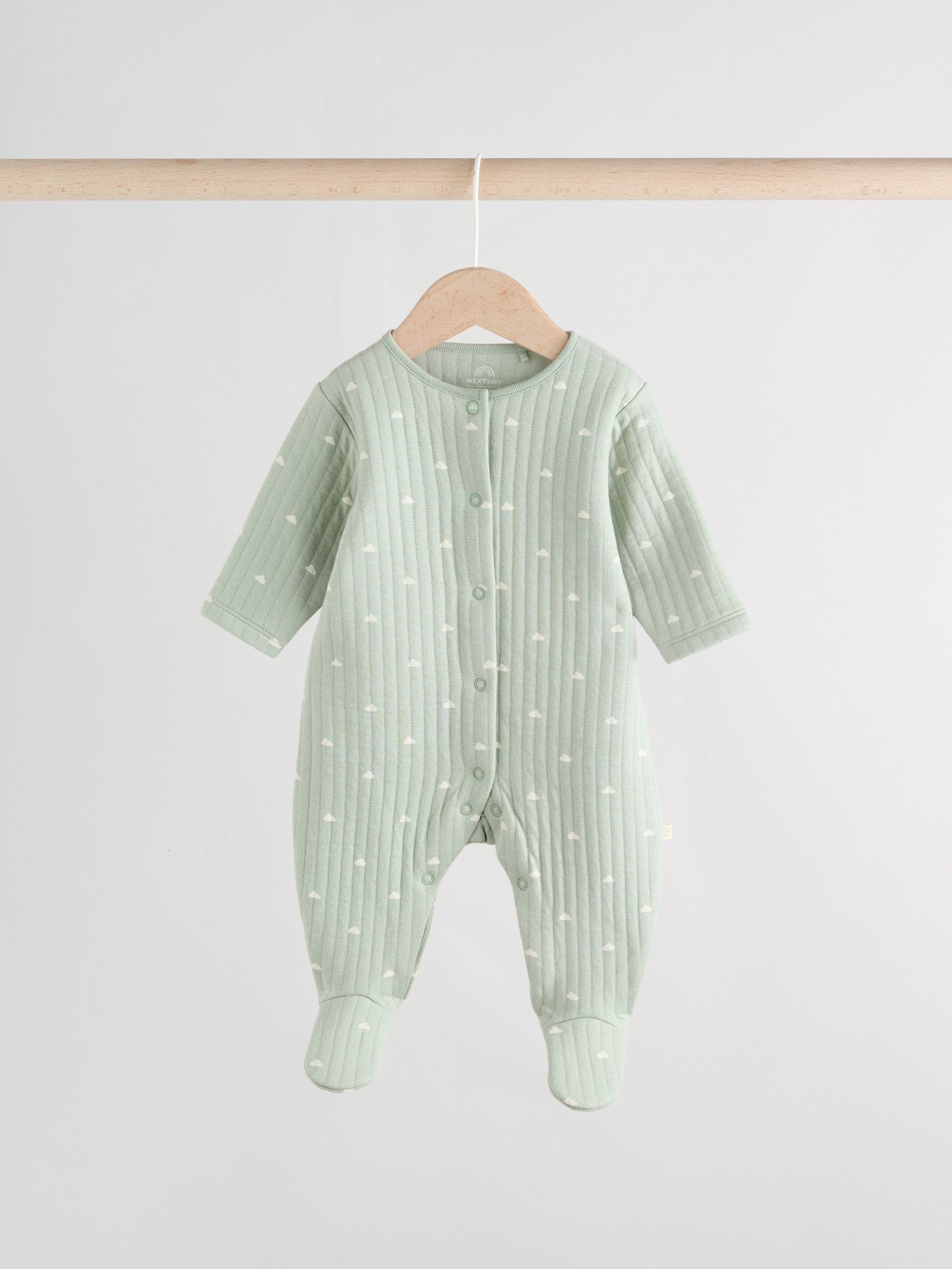 Sage Green Baby Quilted Sleepsuits 2 Pack