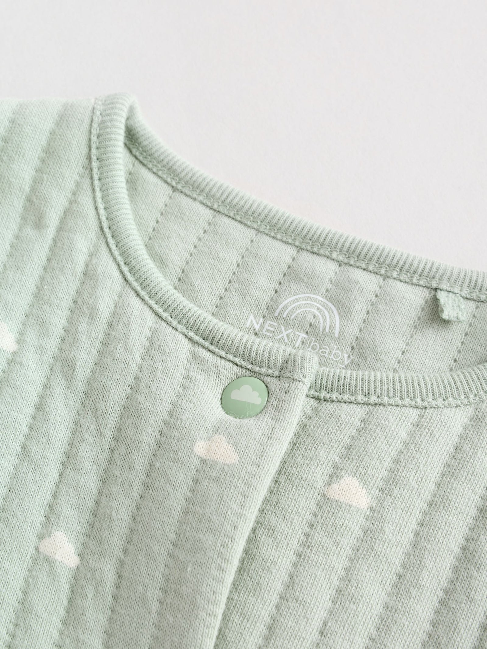 Sage Green Baby Quilted Sleepsuits 2 Pack