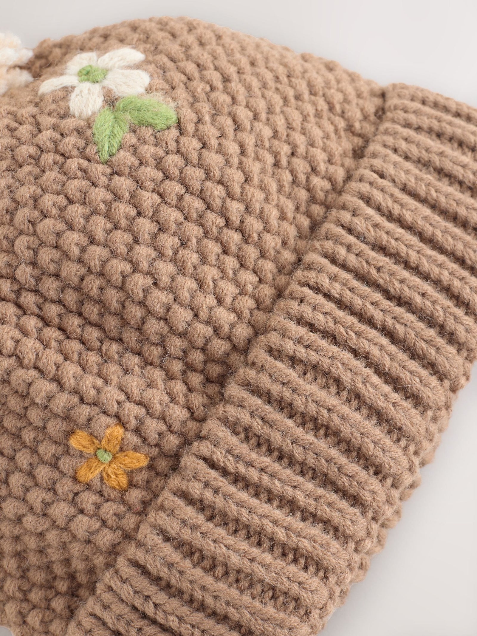 Chocolate Brown Embroidered Beanie (1-13yrs)