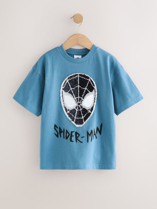 Spiderman Blue Flippy Sequin T-Shirt (3-16yrs)