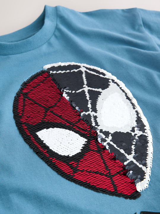 Spiderman Blue Flippy Sequin T-Shirt (3-16yrs)