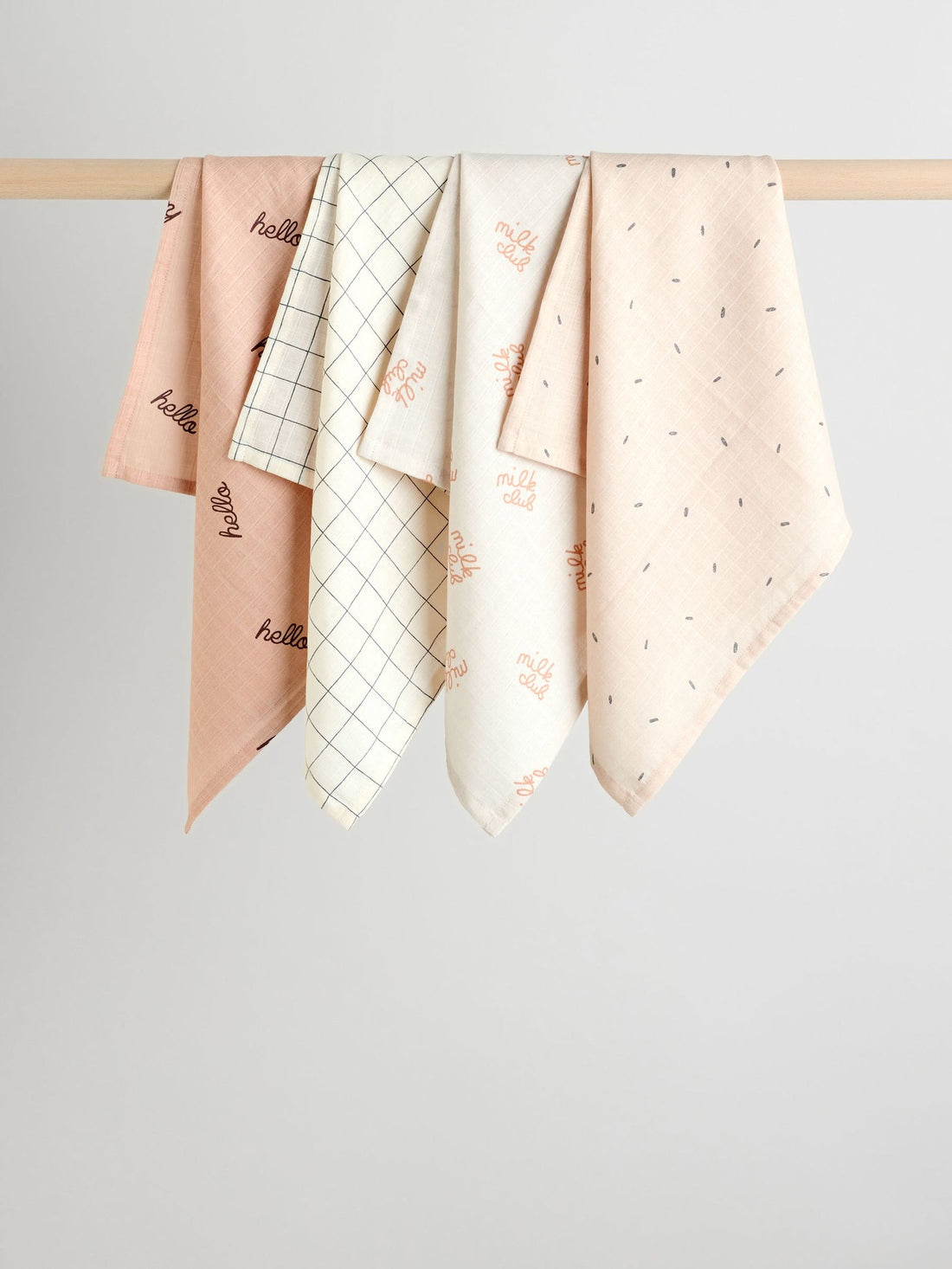 Natural Hello World Baby Muslin Cloths 4 Pack