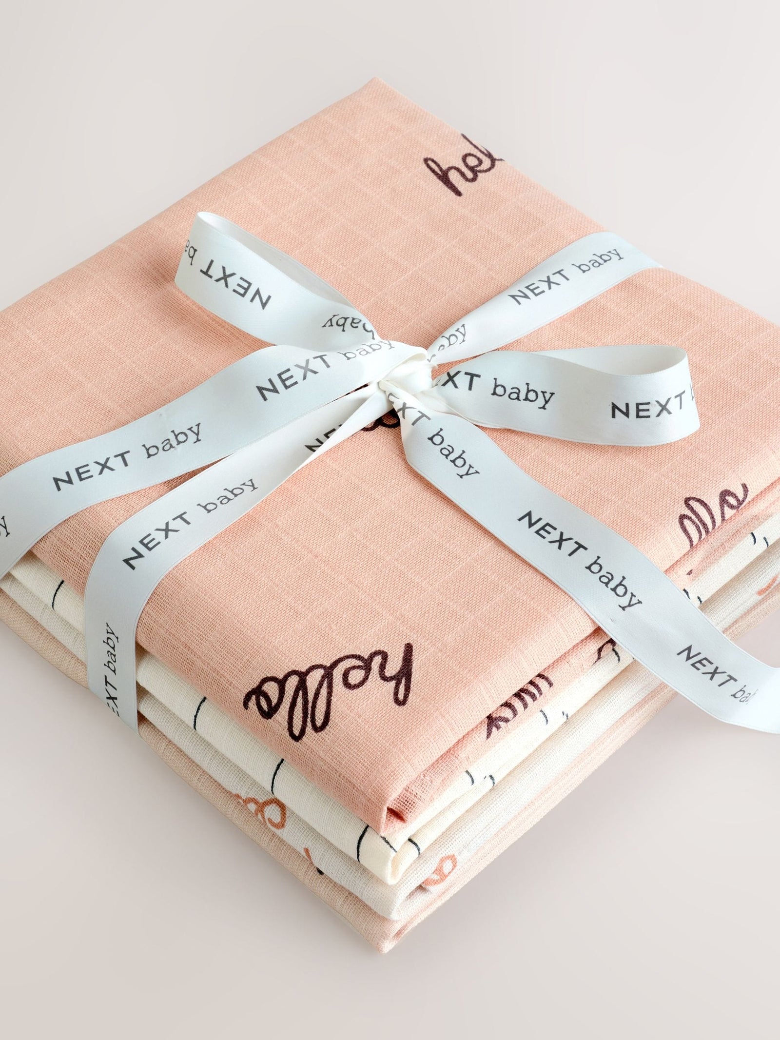 Natural Hello World Baby Muslin Cloths 4 Pack